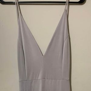 Used- silver midi backless evening dress-size 10